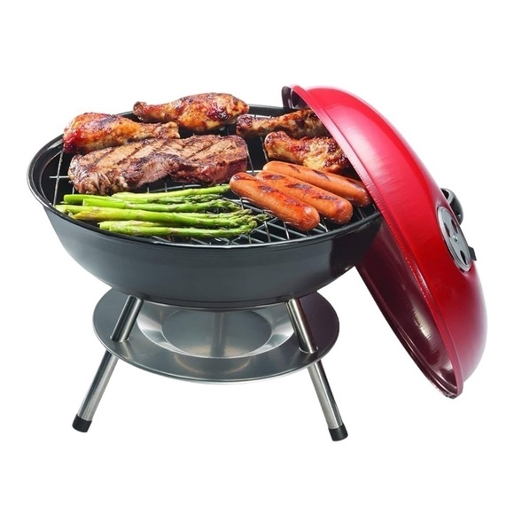 Portable Outdoor Charcoal Grill 13.25” Chrome Plated Enamel Coated Firebox New - Picture 2 of 5